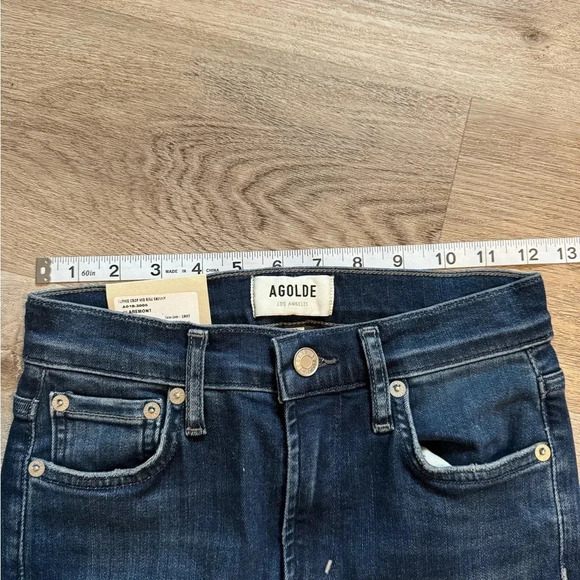NWT Agolde Sophie Crop Midrise Skinny Women’s 24 2 XS Dark Wash Frayed Hem - Picture 10 of 14